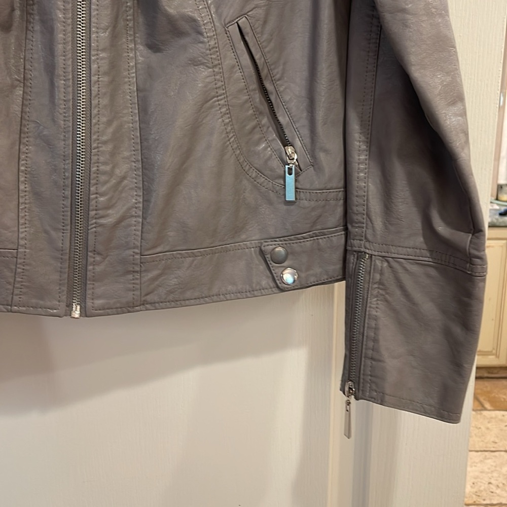 Apt 9 Moto Jacket Grey Size X-Large - image 4